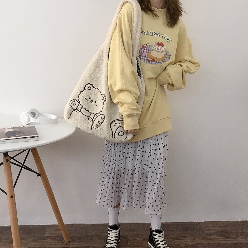 Bear Embroider Crossbody Handbag