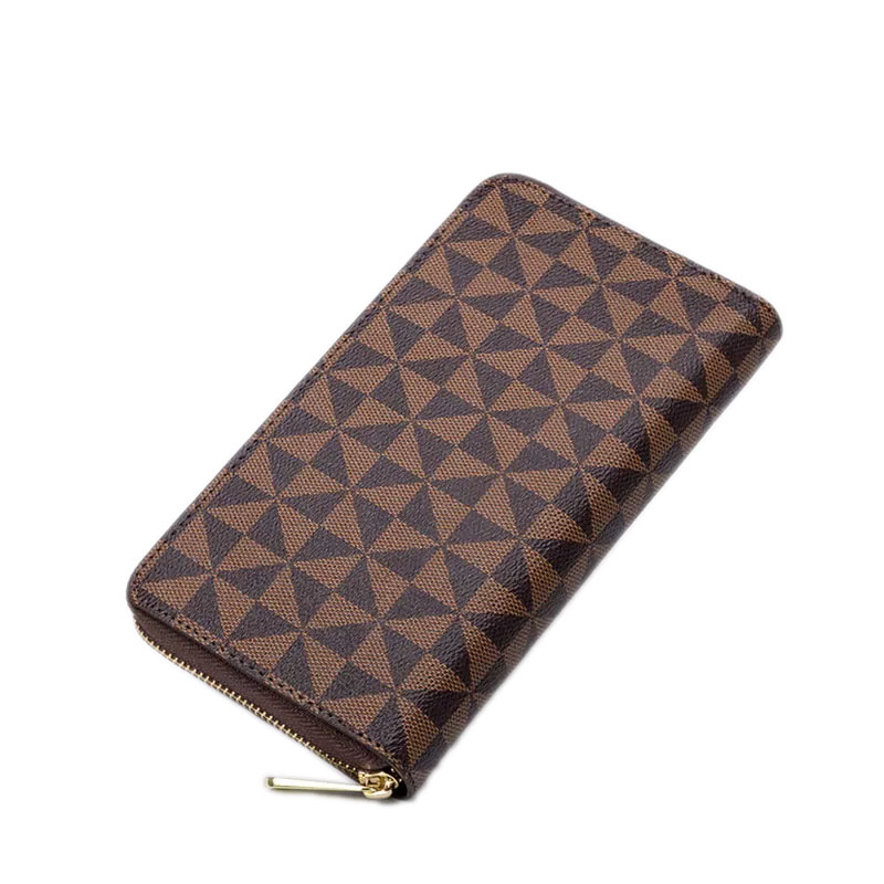 Printed Double Zipper Long Wallet