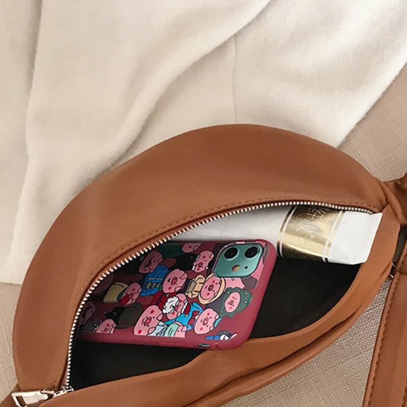 Leather Solid Color Chest Bag