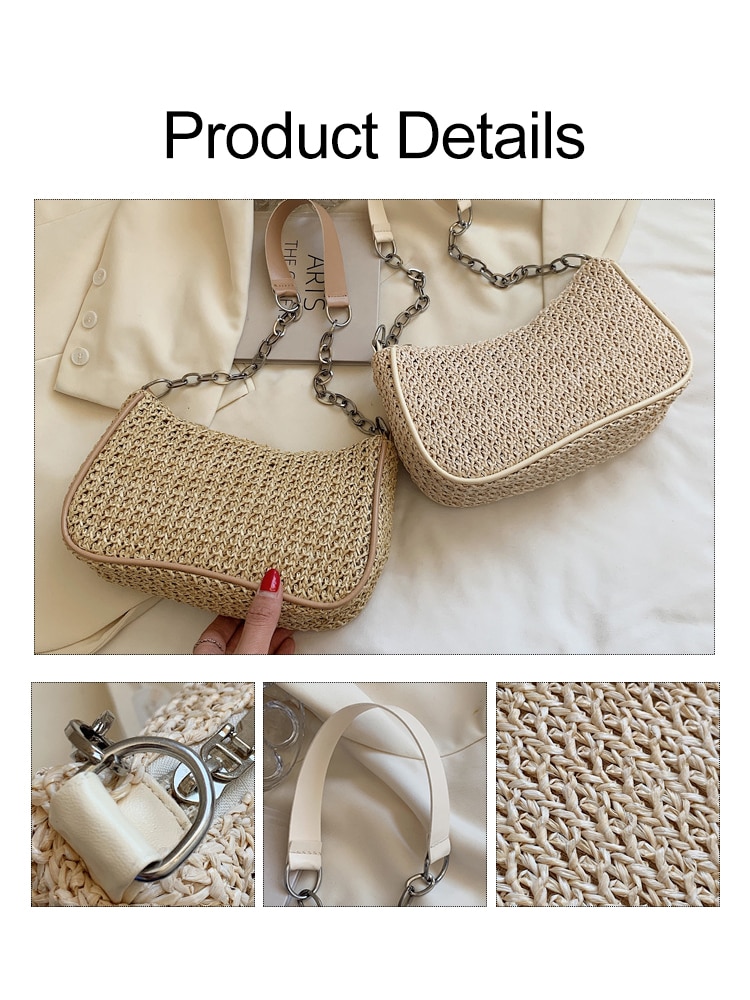 Fashion Women Straw Weave Shoulder Underarm Bag