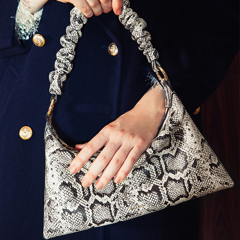 Snakeskin Pattern Sheepskin Tote Bag