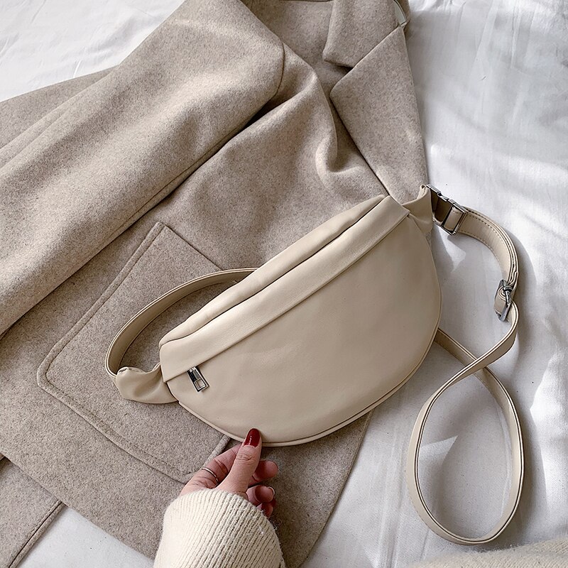 Leather Solid Color Chest Bag