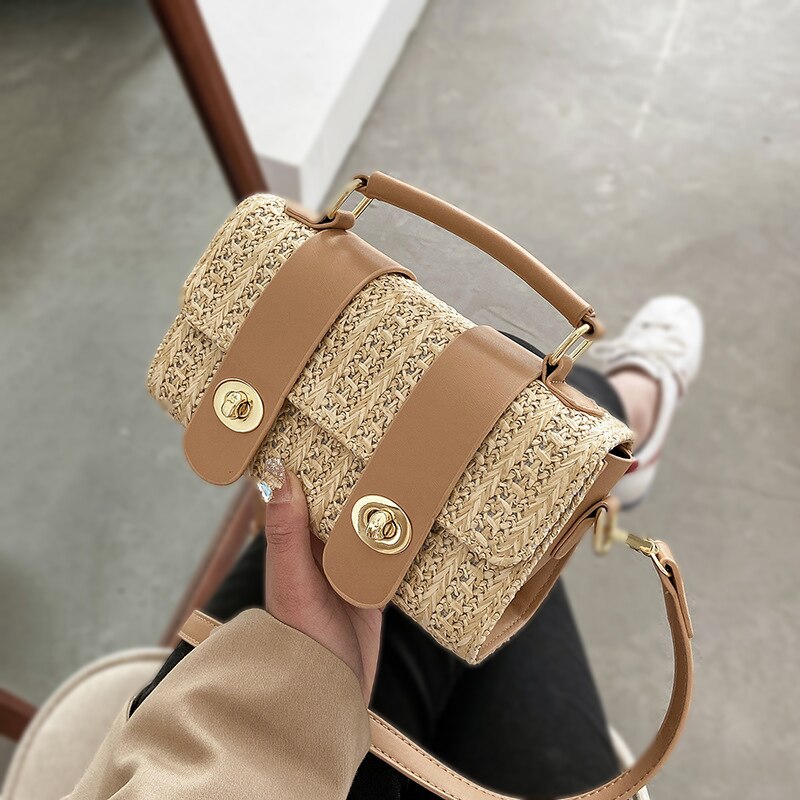 Retro Straw Design Crossbody Bag