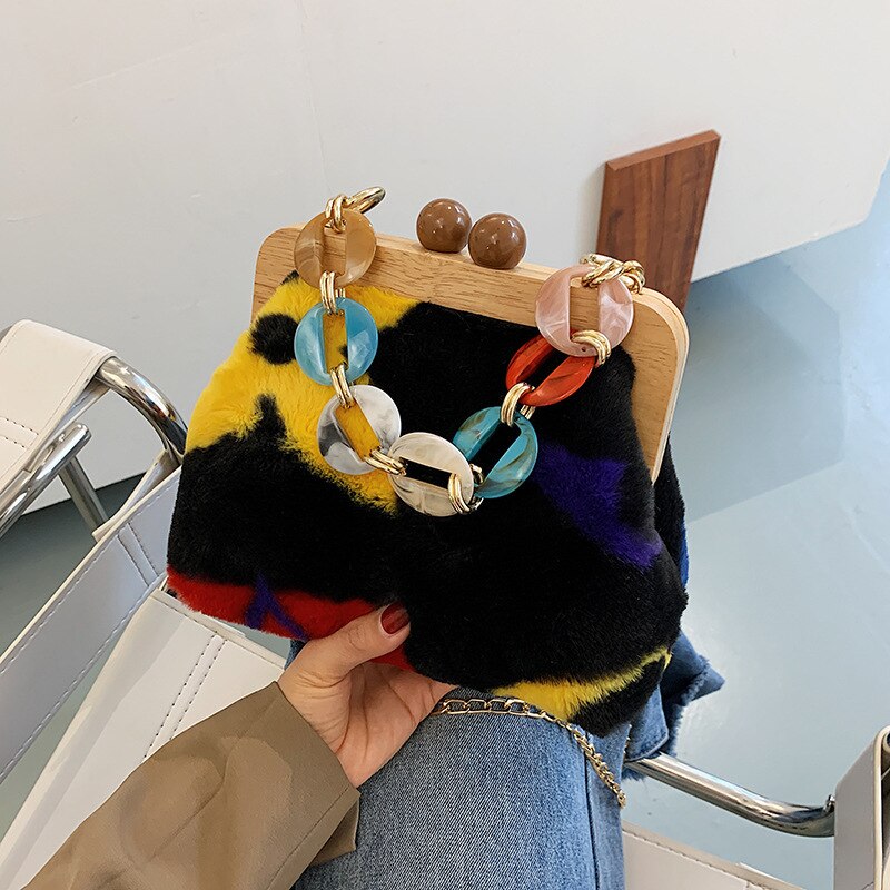 Fur Colorful Women Handbag