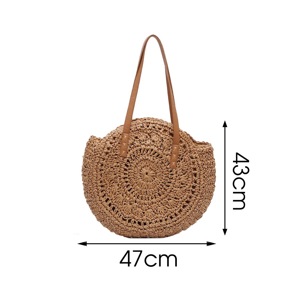 Round Straw Shoulder Bag