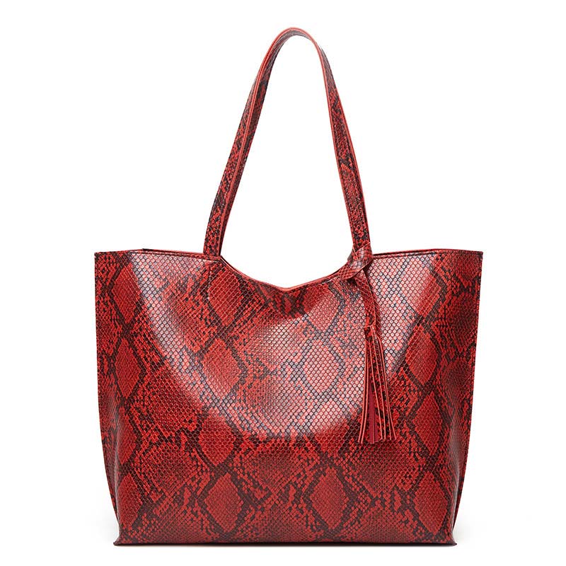 Designer Snake Pattern Big Tote Handbag