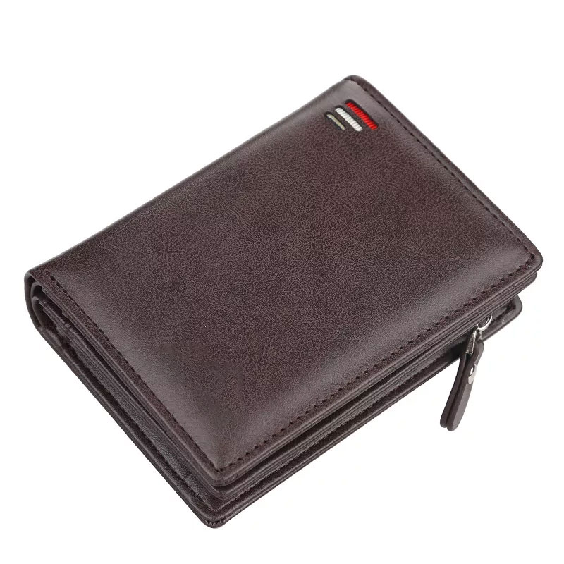 Men PU Leather short Wallet With Zipper