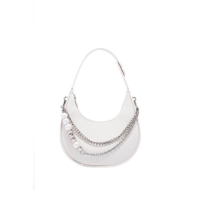 Three-dimensional Metal Pearl Chain Handbag