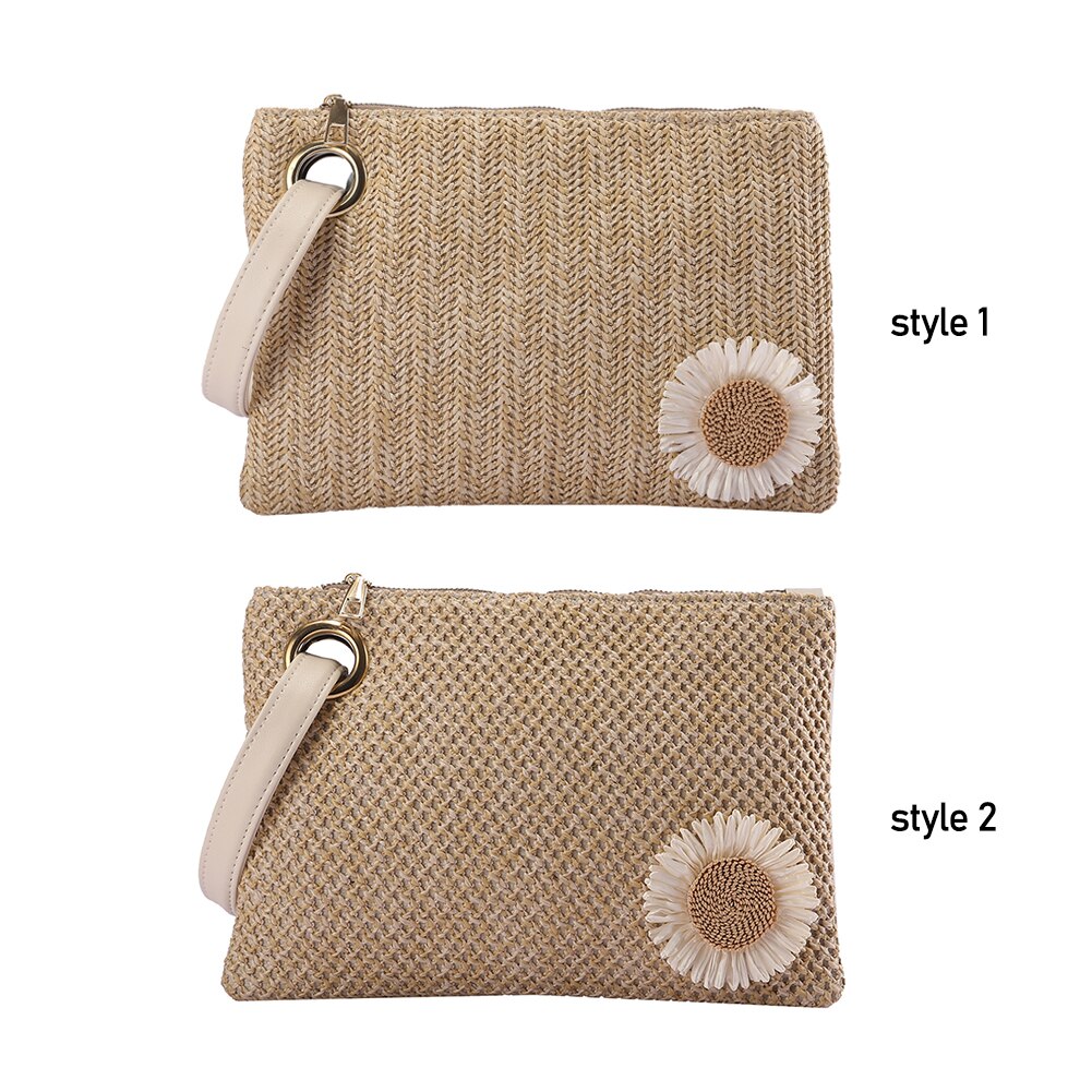 Woven Sunflower Wristlet Bag