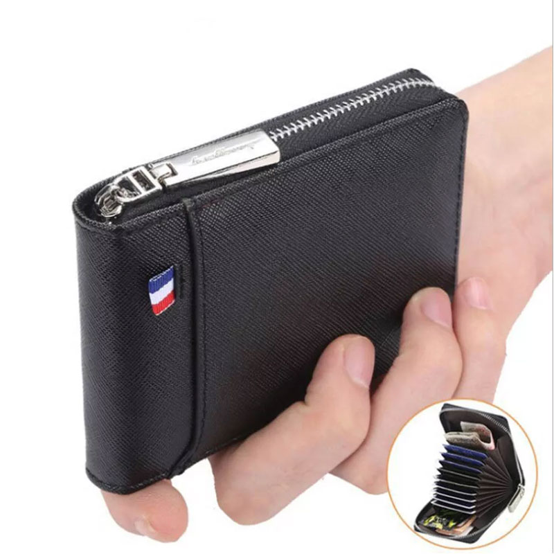 Multifunctional Hand Card Holder PU Business Zipper Purse Casual