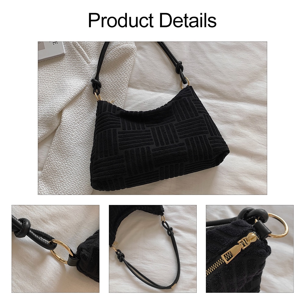 Pack Winter Velvet Ladies Strip Hobo Bag