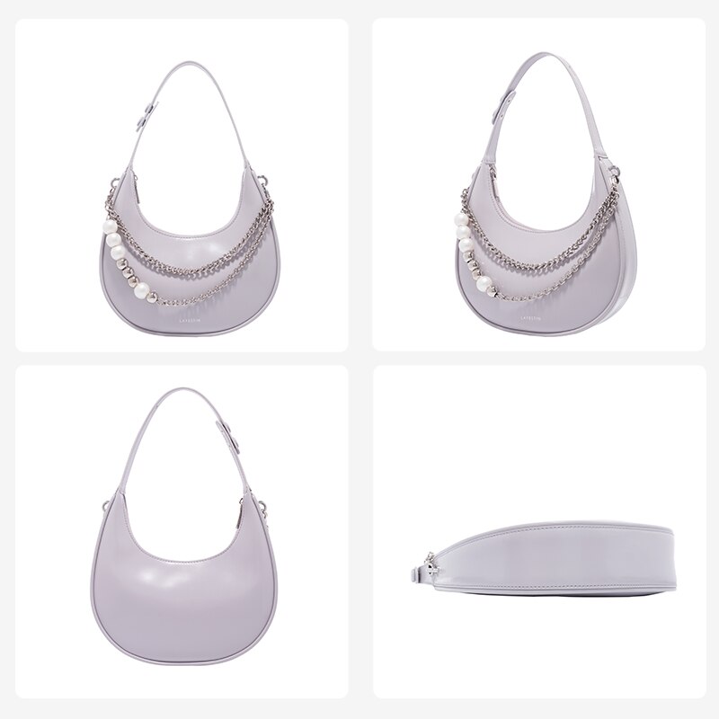 Three-dimensional Metal Pearl Chain Handbag