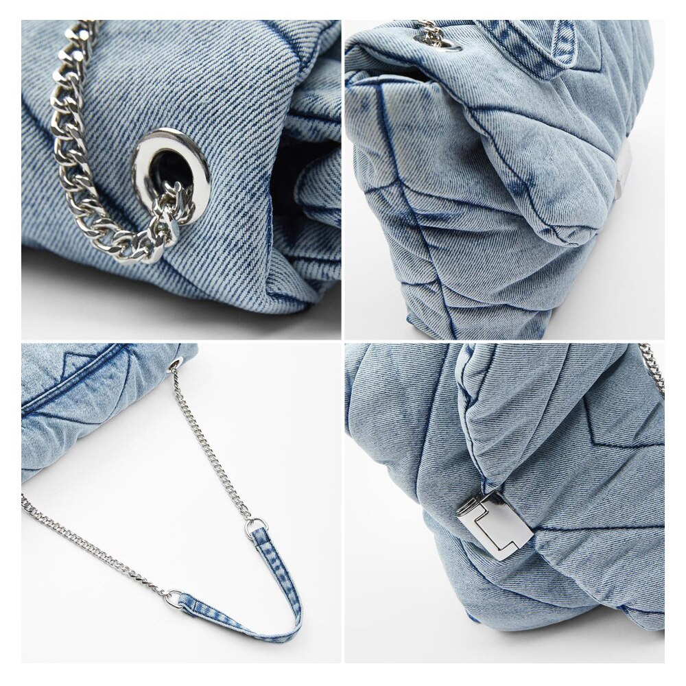 Denim Quilted Female Luxury Handbag