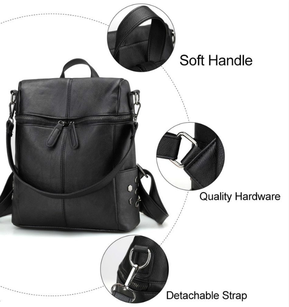 PU Leather School Backpack For Teenager