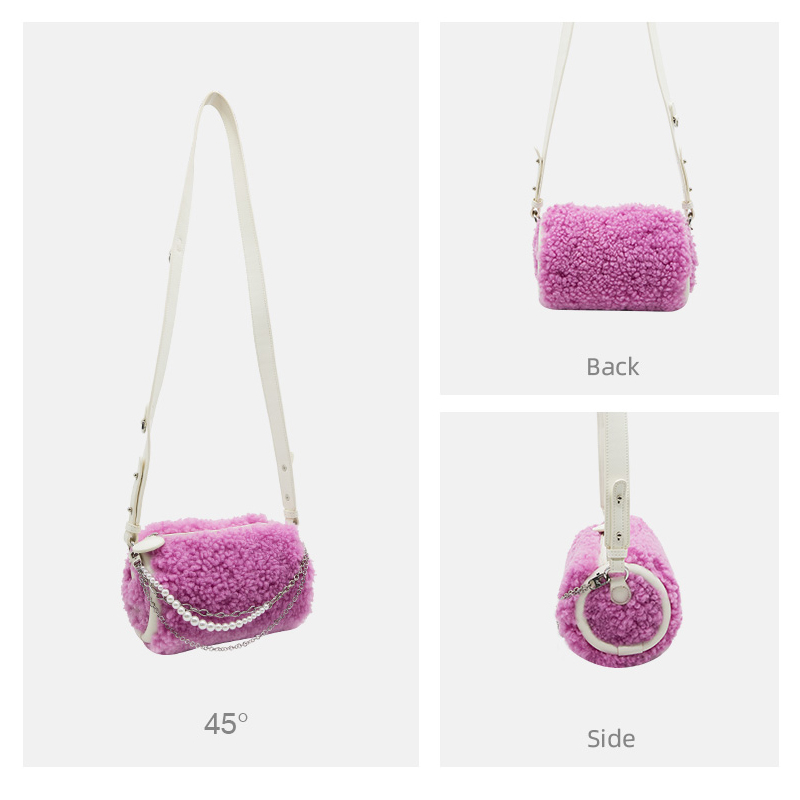 Trendy Fur Egg Roll Crossbody Bag