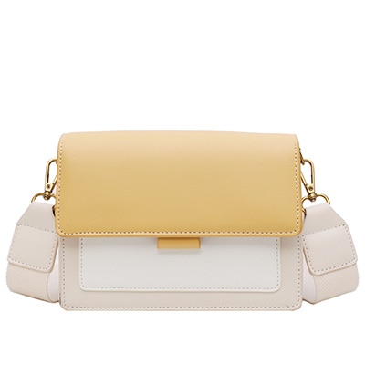 Contrast color Leather Crossbody Bag