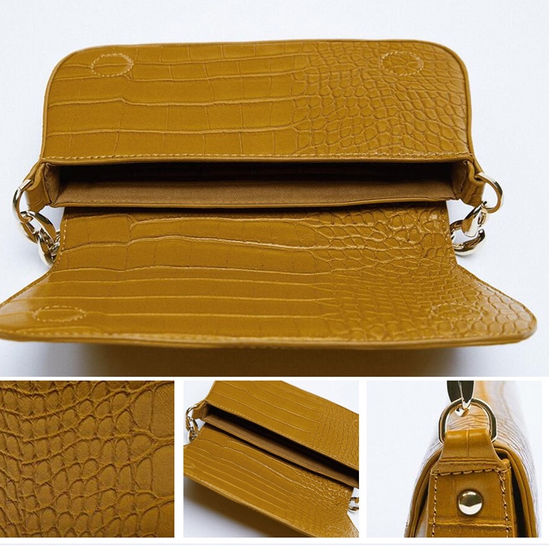 Crocodile Pattern PU Leather Crossbody Bag