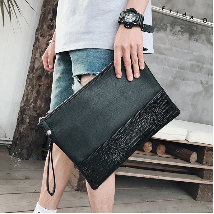 Male Envelope bag Alligator Crocodile Clutch