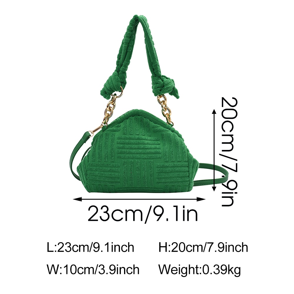 Velvet Single Strip Green Shoulder Bag