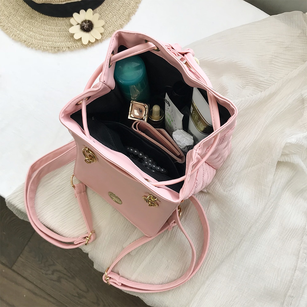 Mini Drawstring Quality Leather Classic Backpack