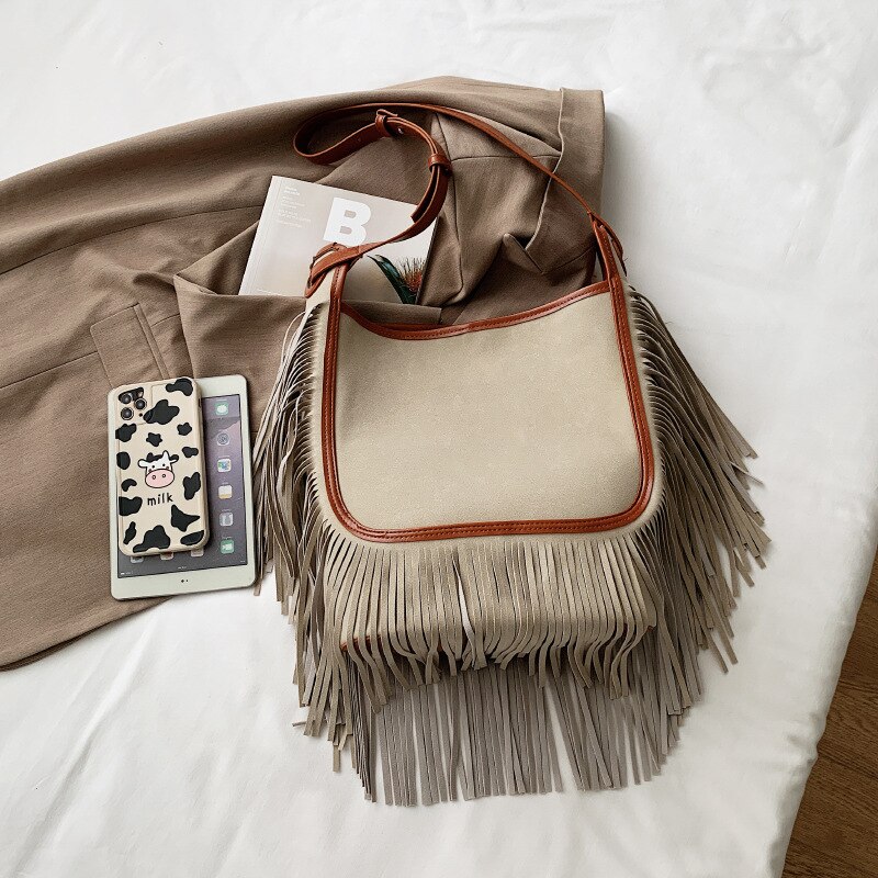 Tassel Bucket Shoulder Bag