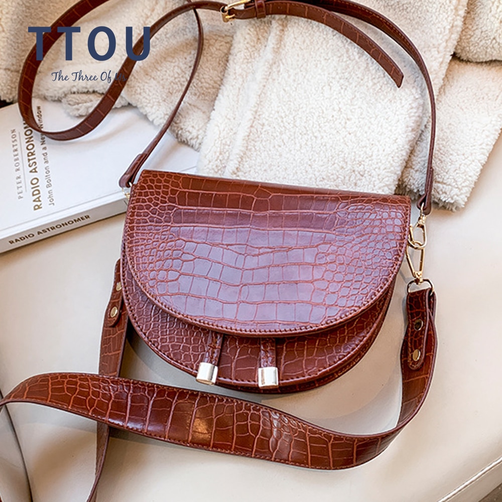 Alligator Pattern Semicircle Saddle Bag