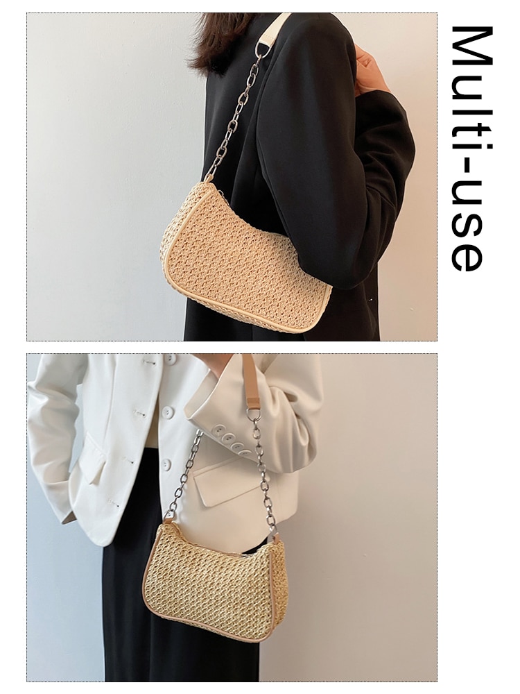 Fashion Women Straw Weave Shoulder Underarm Bag