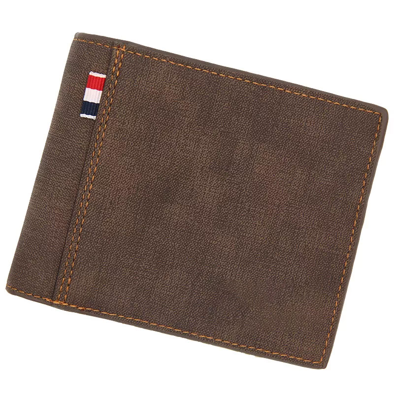 Solid Color Leather Business Short Wallet