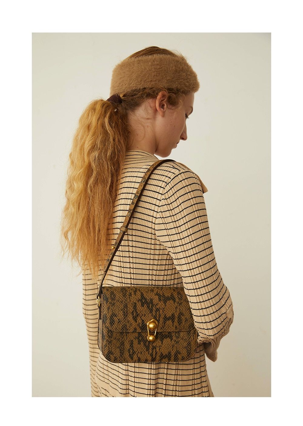 Serpentine Leather Square Bag