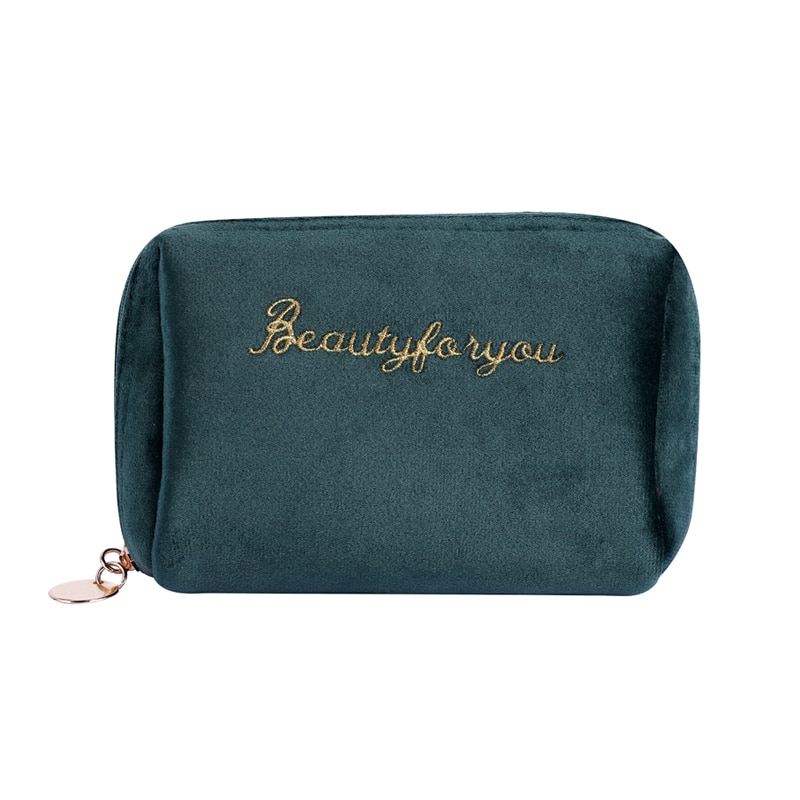 Women Zipper Velvet Make Up Bag