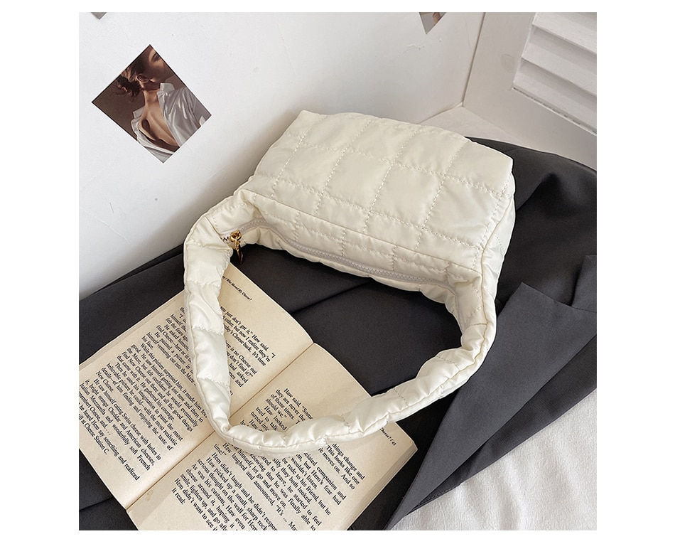 Space Pad Cotton Women Shoulder Baguette Shape Bag