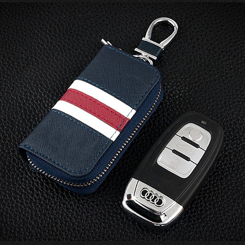 Stripes Leather Key Bag