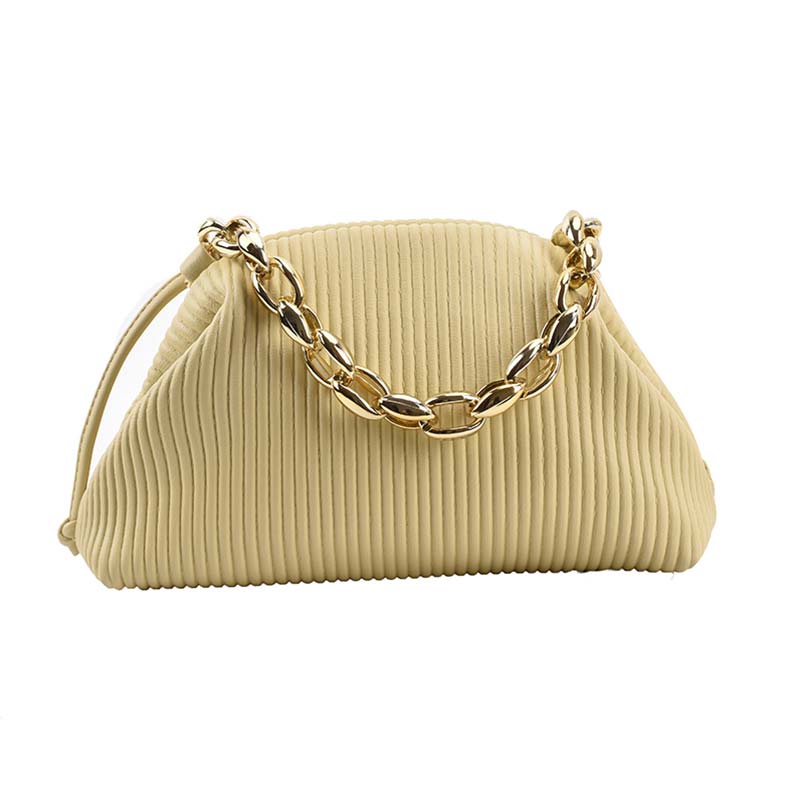 Metal Thick Chain Shoulder Pack Soft Leather Handbag