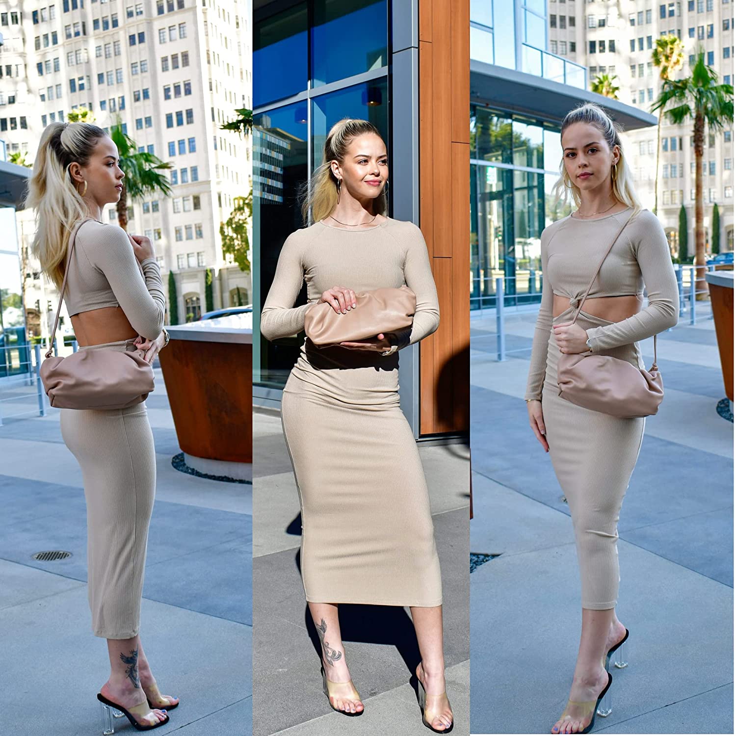 Ruched Chain Link Shoulder Handbag