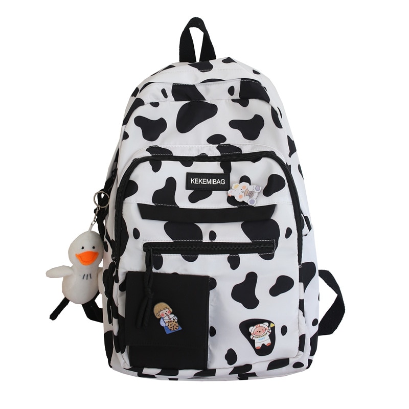 Cow Print Girl Waterproof Backpack
