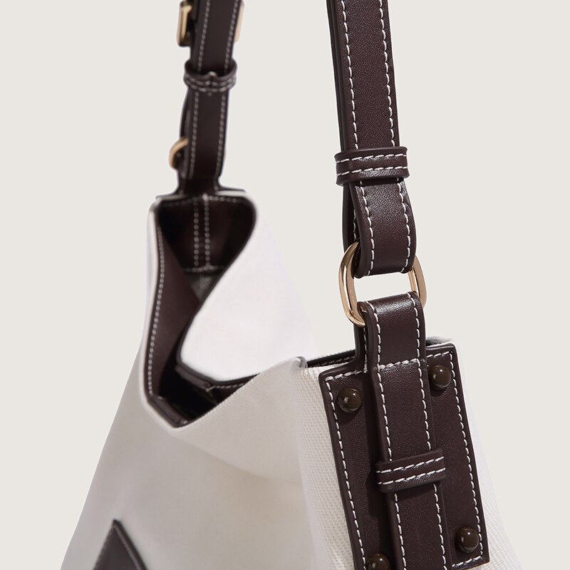 Panelled Shoulder Bucket Bag