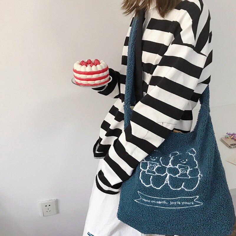 Bear Embroider Crossbody Handbag