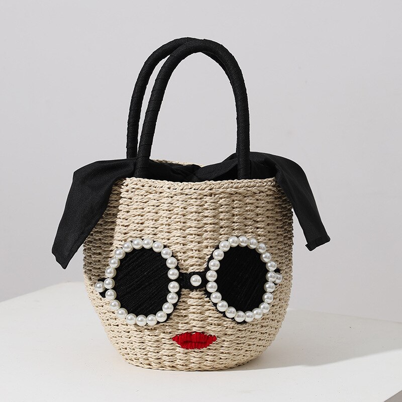 Rattan Handbag Cute Cartoon Bucket