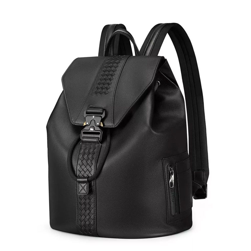 Top Layer Leather Backpack Young Man