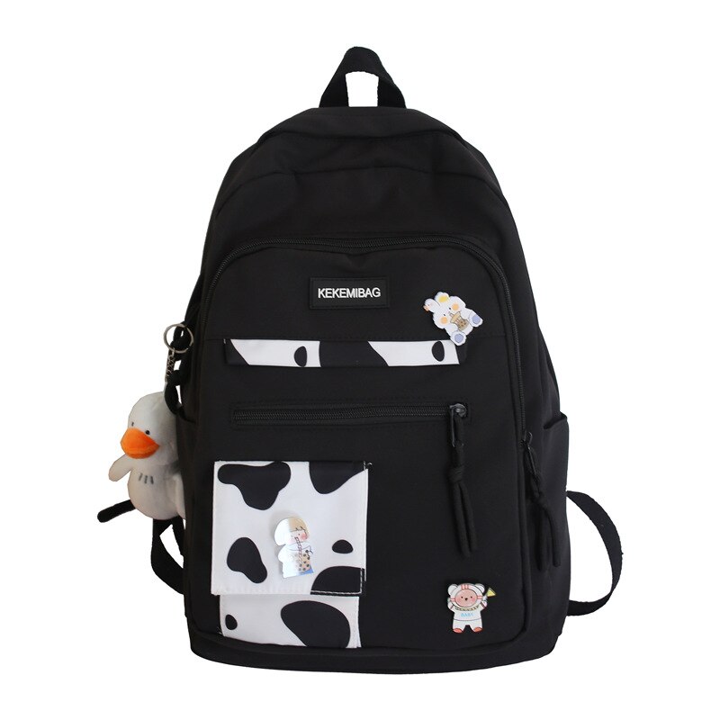 Cow Print Girl Waterproof Backpack