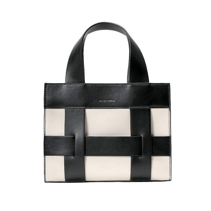 Checkerboard Design Top Handle Crossbody Bag