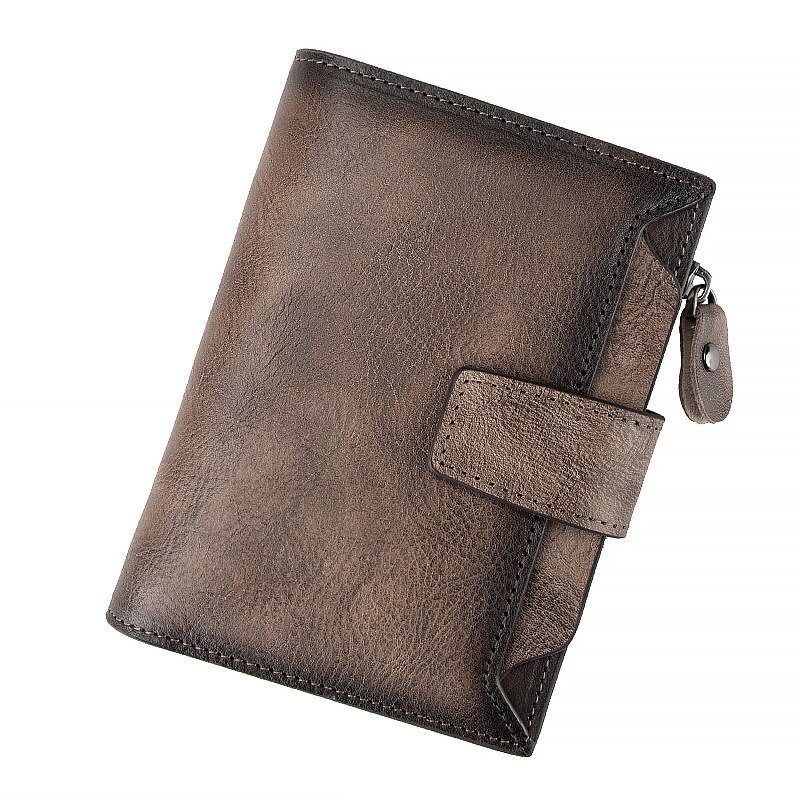 Men's Short Zipper Leather Wallet