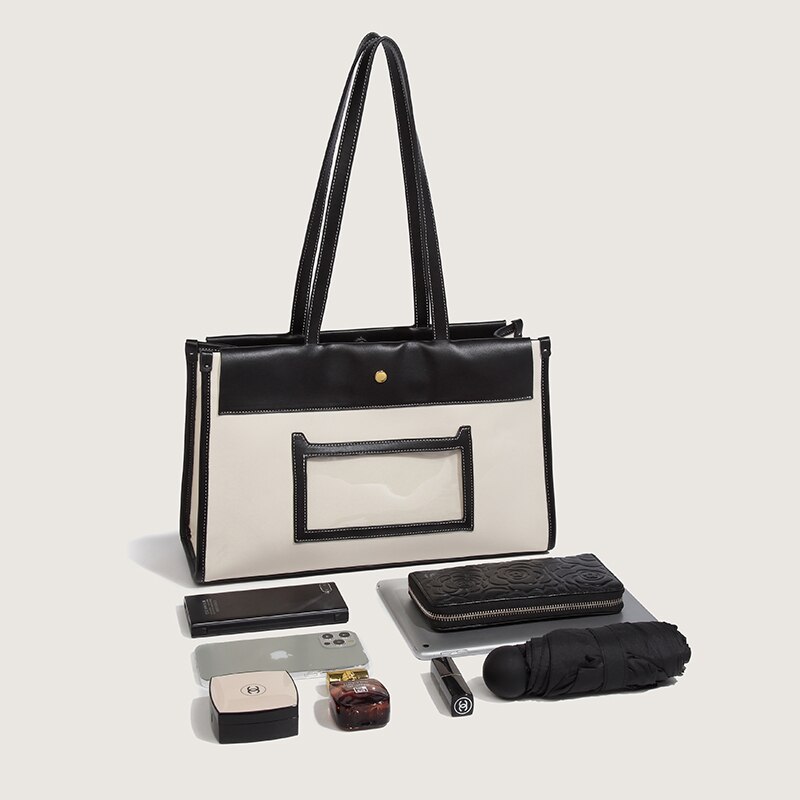 Trend Panelled Design Large Capacity Handbag