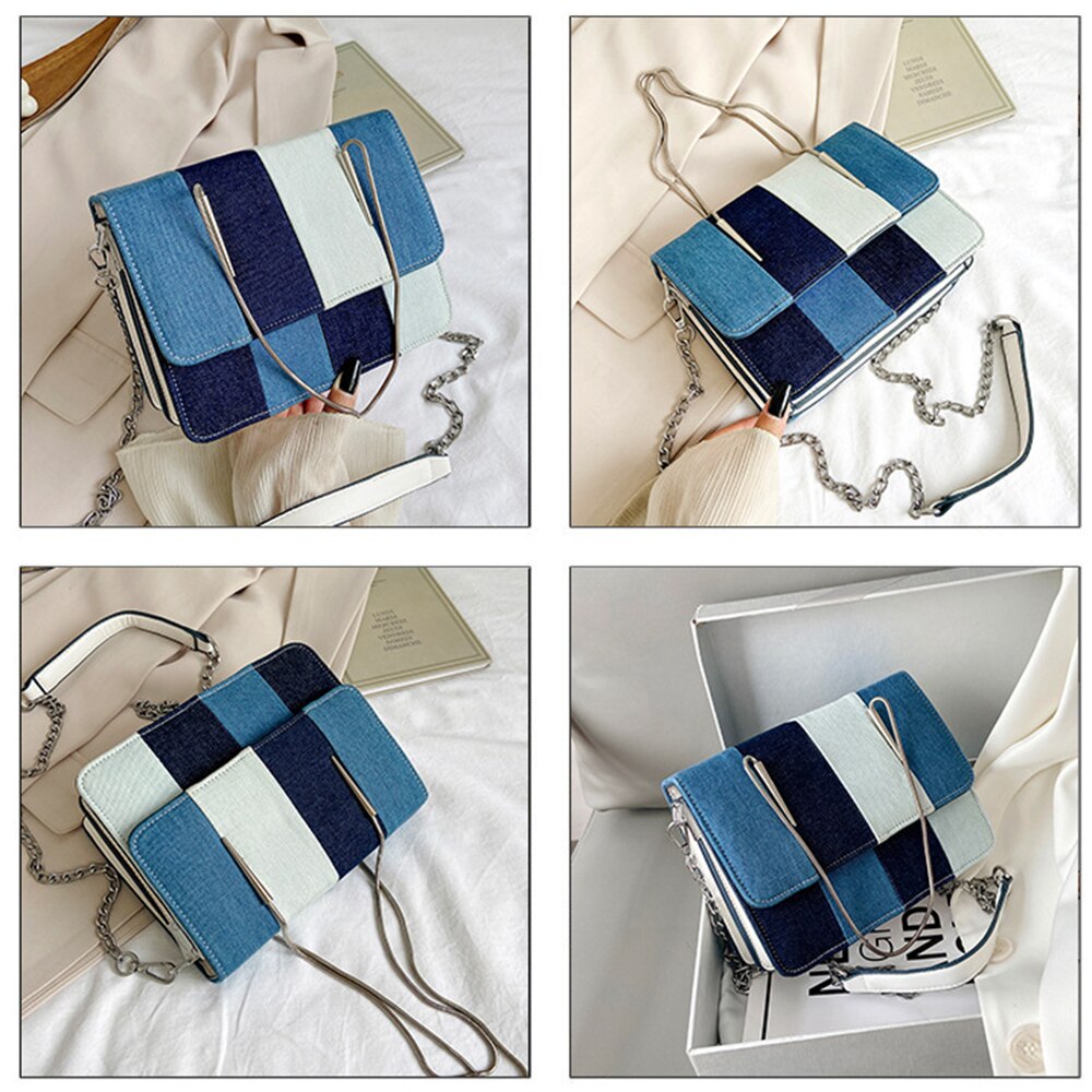 Denim Patchwork Women Shoulder Bag