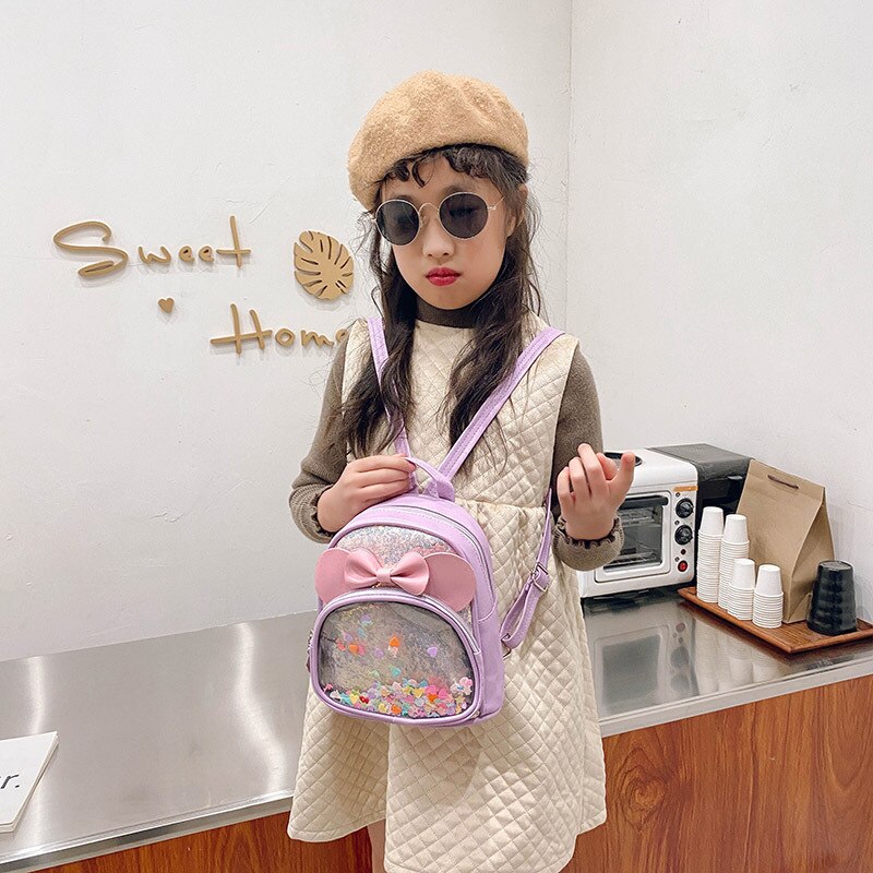 Children's Bags Girls New Sequin Backpack Cute