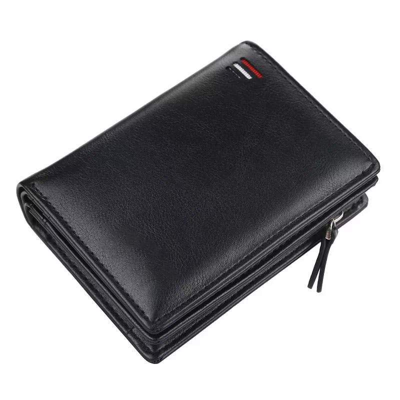 Men PU Leather short Wallet With Zipper