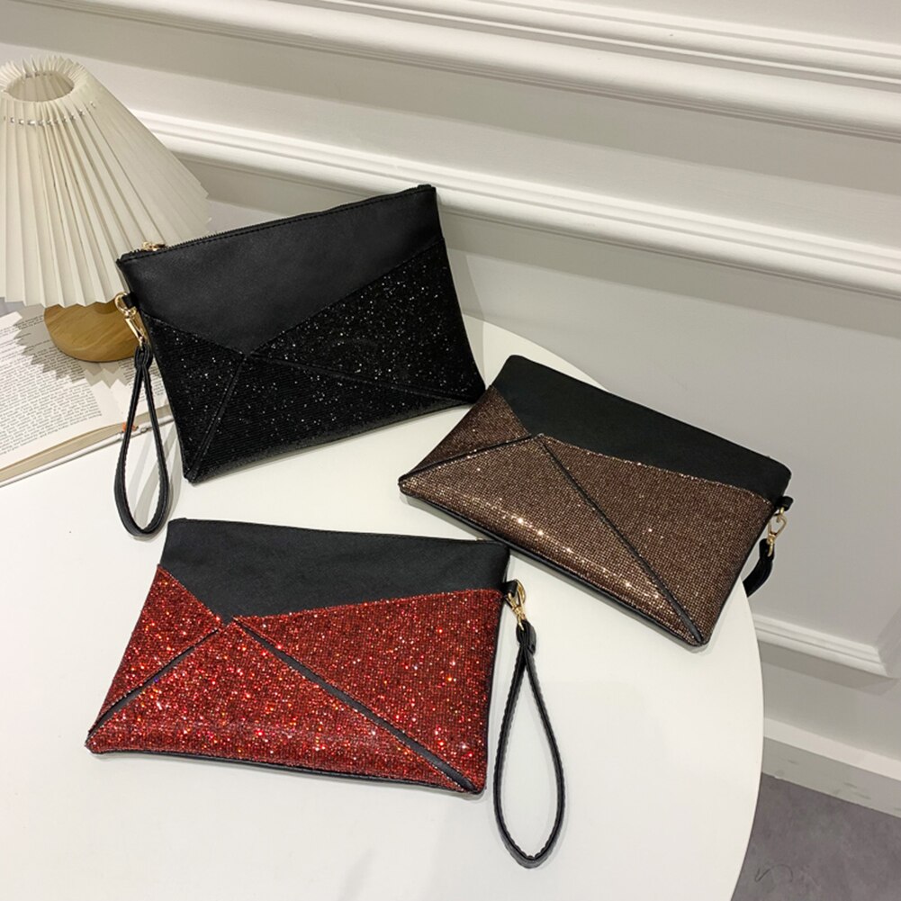 PU Leather Diamond Envelope Bag