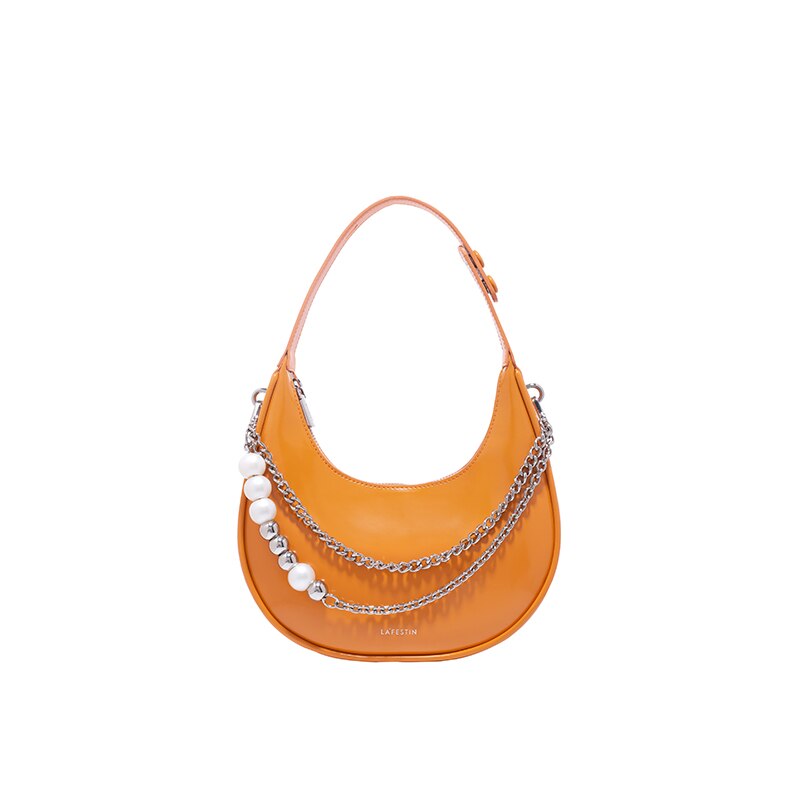 Three-dimensional Metal Pearl Chain Handbag