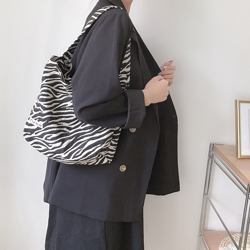 Jacquard Fabric Shoulder Bag