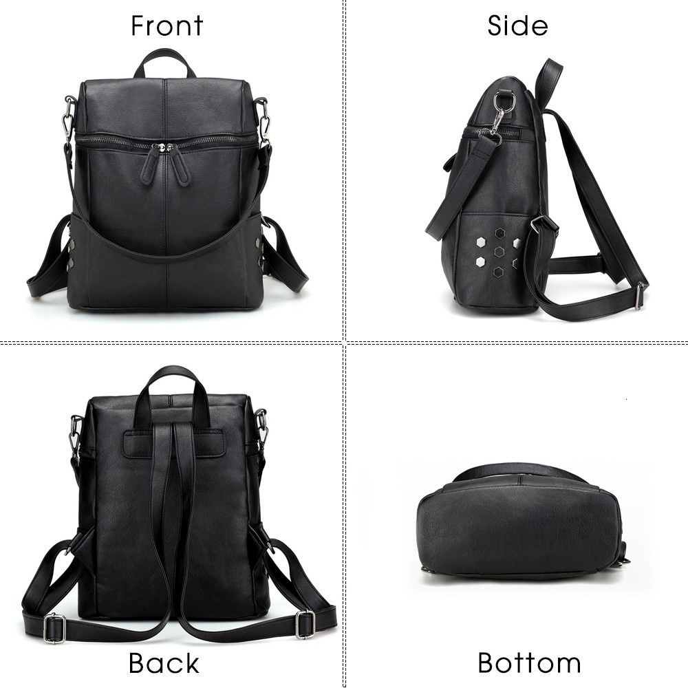 PU Leather School Backpack For Teenager